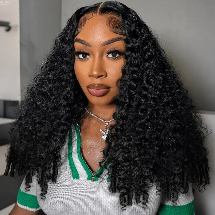 Burmese Curly Wig With Finger Coil Ends Pull & Go Drawstring 13×6 Glueless Wig Full Ends