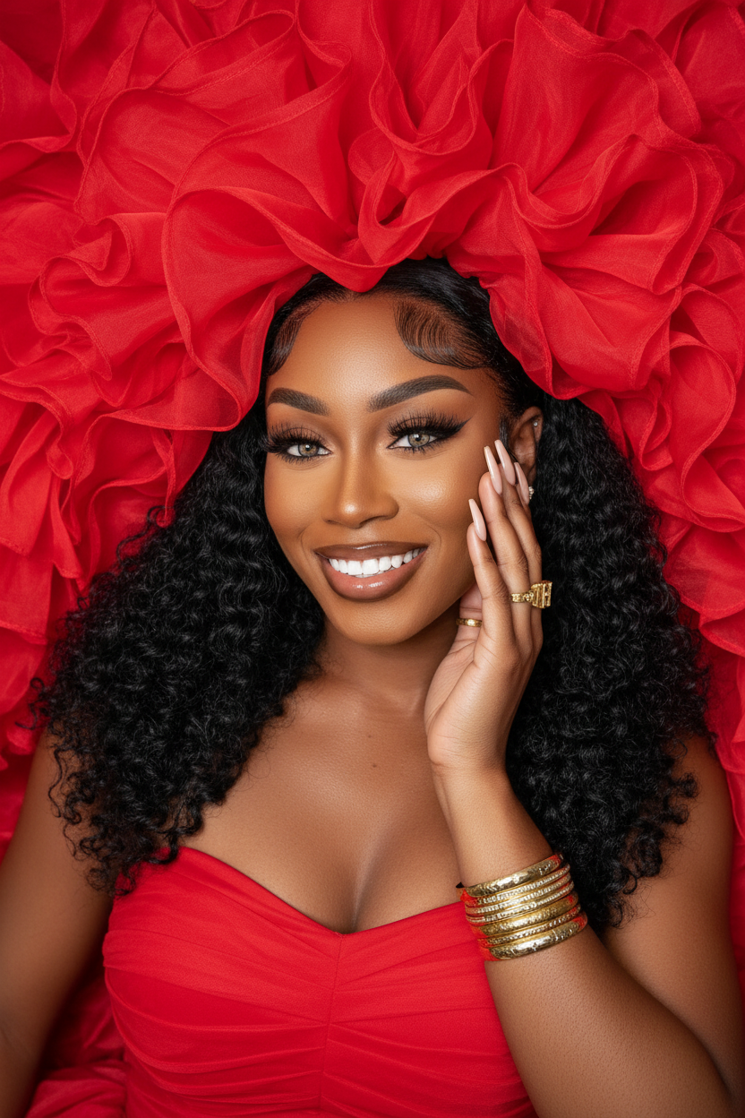 Burmese Curly Wig With Finger Coil Ends Pull & Go Drawstring 13×6 Glueless Wig Full Ends