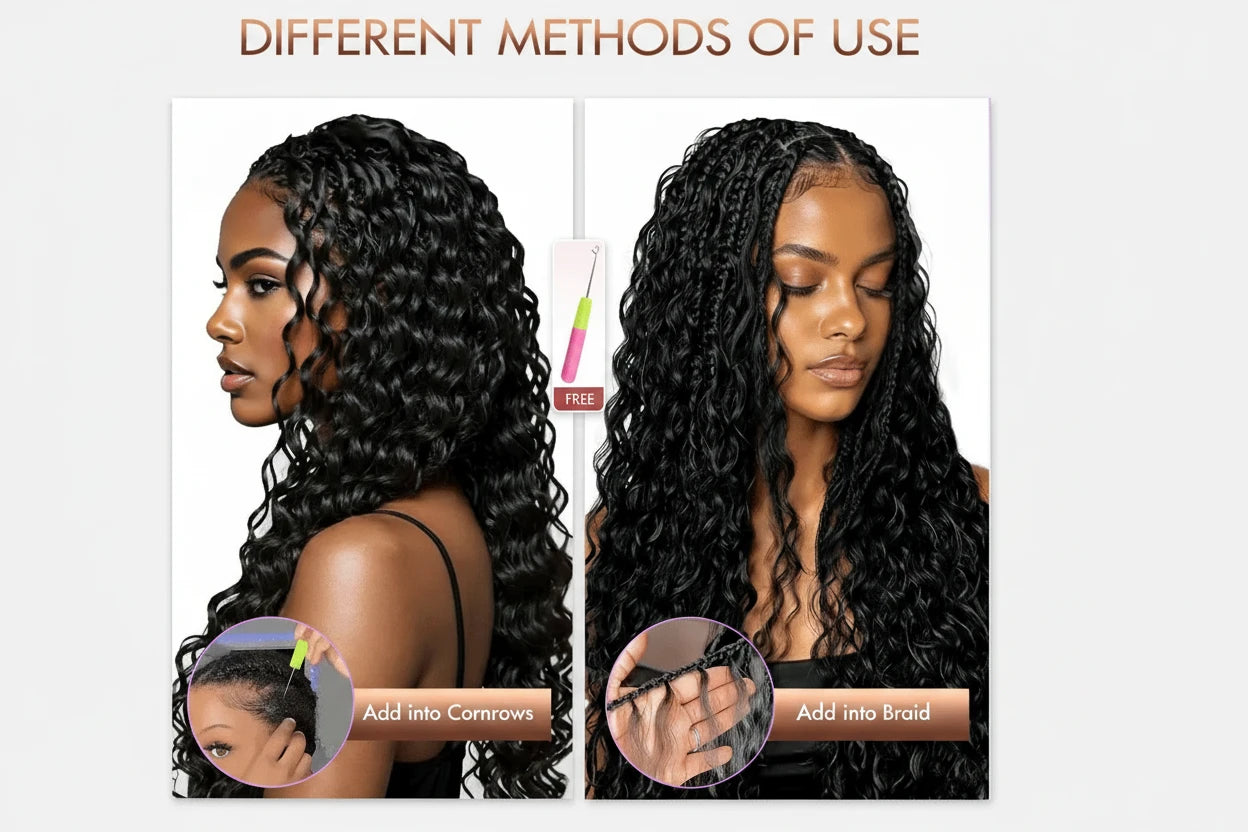 Burmese Curly Feather Crochet Human Hair Extensions 4/30/27 Highlight Pre-Separated Reusable Miracle Knots Boho Braiding Hair