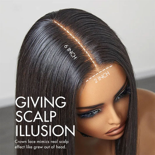 Sleek Blunt Cut Bone Straight Bob Wig 2×6 Inch Deep Part Realistic Lace Vietnam Hair 220% Density