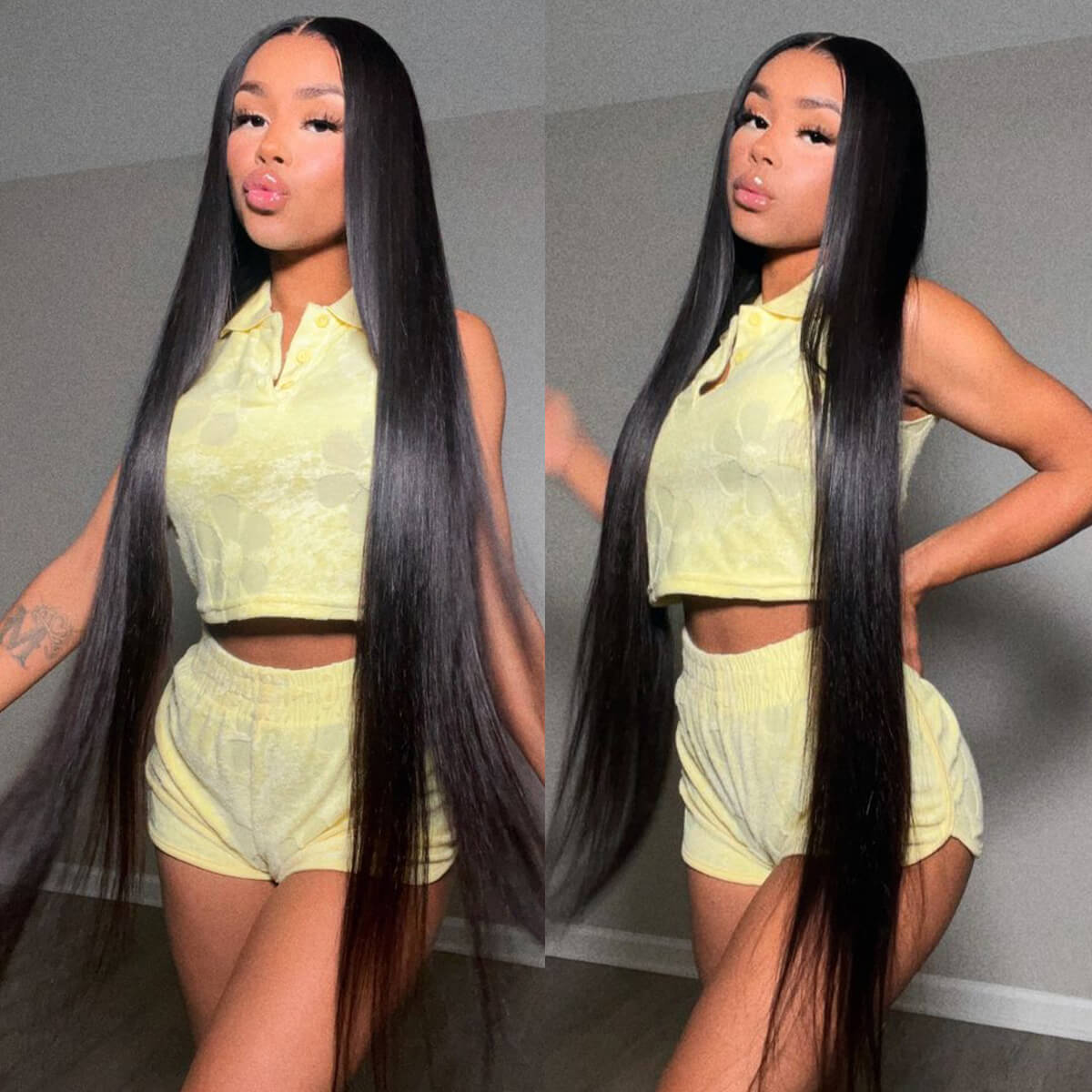 40inch 13×4 Long Straight HD Lace Frontal Wig Brazilian Straight Human Hair Wigs 200 Density