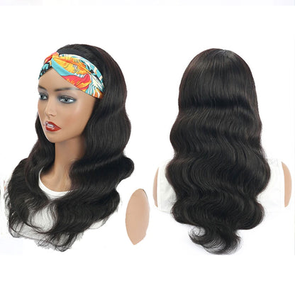 Body Wave Wigs with Headbands for Black Women Human Hair Wigs 150% Density Natural Black
