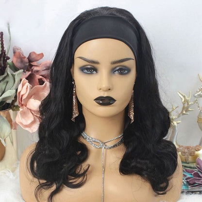 Body Wave Wigs with Headbands for Black Women Human Hair Wigs 150% Density Natural Black