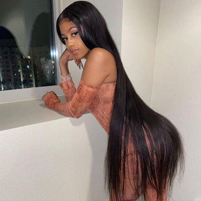 40inch 13×4 Long Straight HD Lace Frontal Wig Brazilian Straight Human Hair Wigs 200 Density