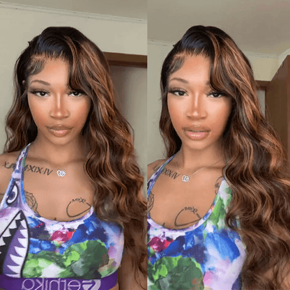 Balayage Highlight Body Wave Wig 6×5 13×4 Pre-cut Hd Lace Frontal Wig Colored Human Hair Glueless Lace Wig