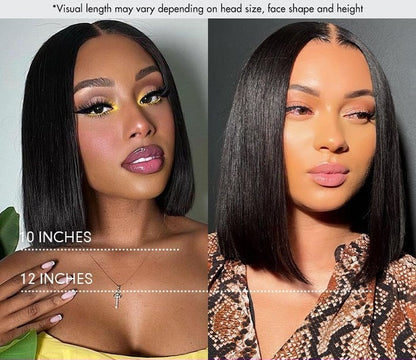 Super Double Drawn Bone Straight Bob Wig Blunt Cut 6×5 Natural C-Side Part Glueless Straight Bob Wig Vietnam Hair