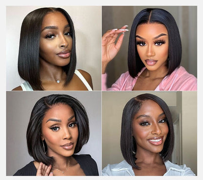 Super Double Drawn Bone Straight Bob Wig Blunt Cut 6×5 Natural C-Side Part Glueless Straight Bob Wig Vietnam Hair