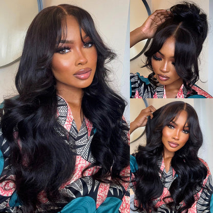 Face-Framing Curtain Bangs Body Wave 6×5 Glueless Hd Lace Wig with Layers Ready To Go Wig 220% Density