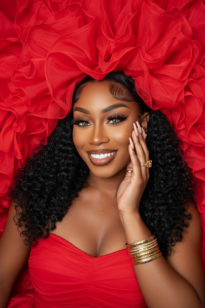 Burmese Curly Wig With Finger Coil Ends Pull &amp; Go Drawstring 13×6 Glueless Wig Full Ends