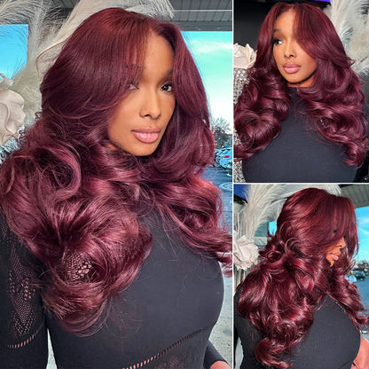 Dark Burgundy/Dark Brown Butterfly Haircuts Loose Wave 6×5 Glueless Wig Pre-Layered Face Framing Wig