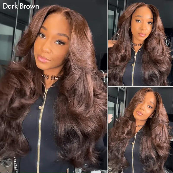 Dark Burgundy/Dark Brown Butterfly Haircuts Loose Wave 6×5 Glueless Wig Pre-Layered Face Framing Wig