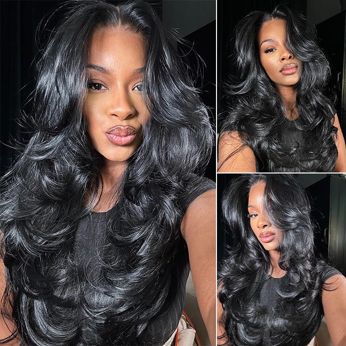 Pre-styled Butterfly Haircut Pop Layers Wig 250% Density 6×5 Wear Go Glueless Wig