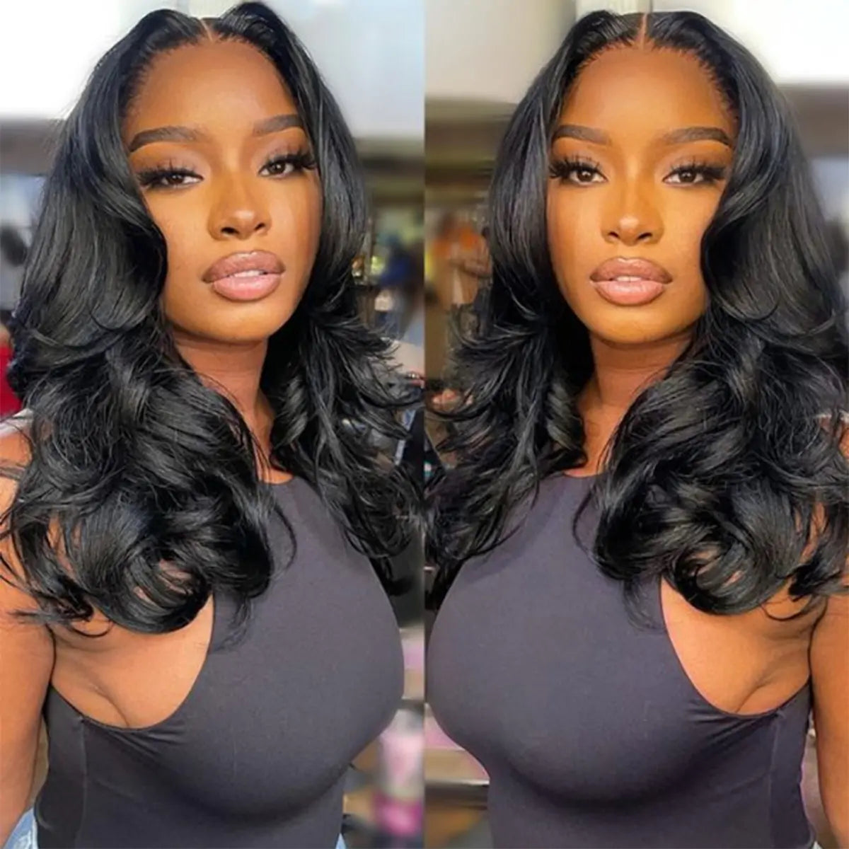 Face-Framing Curtain Bangs Body Wave 6×5 Glueless Hd Lace Wig with Layers Ready To Go Wig 220% Density
