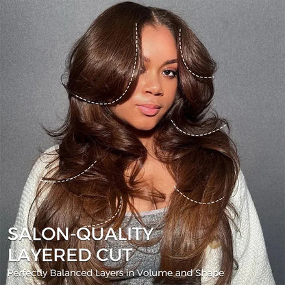Dark Burgundy/Dark Brown Butterfly Haircuts Loose Wave 6×5 Glueless Wig Pre-Layered Face Framing Wig