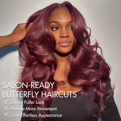 Dark Burgundy/Dark Brown Butterfly Haircuts Loose Wave 6×5 Glueless Wig Pre-Layered Face Framing Wig
