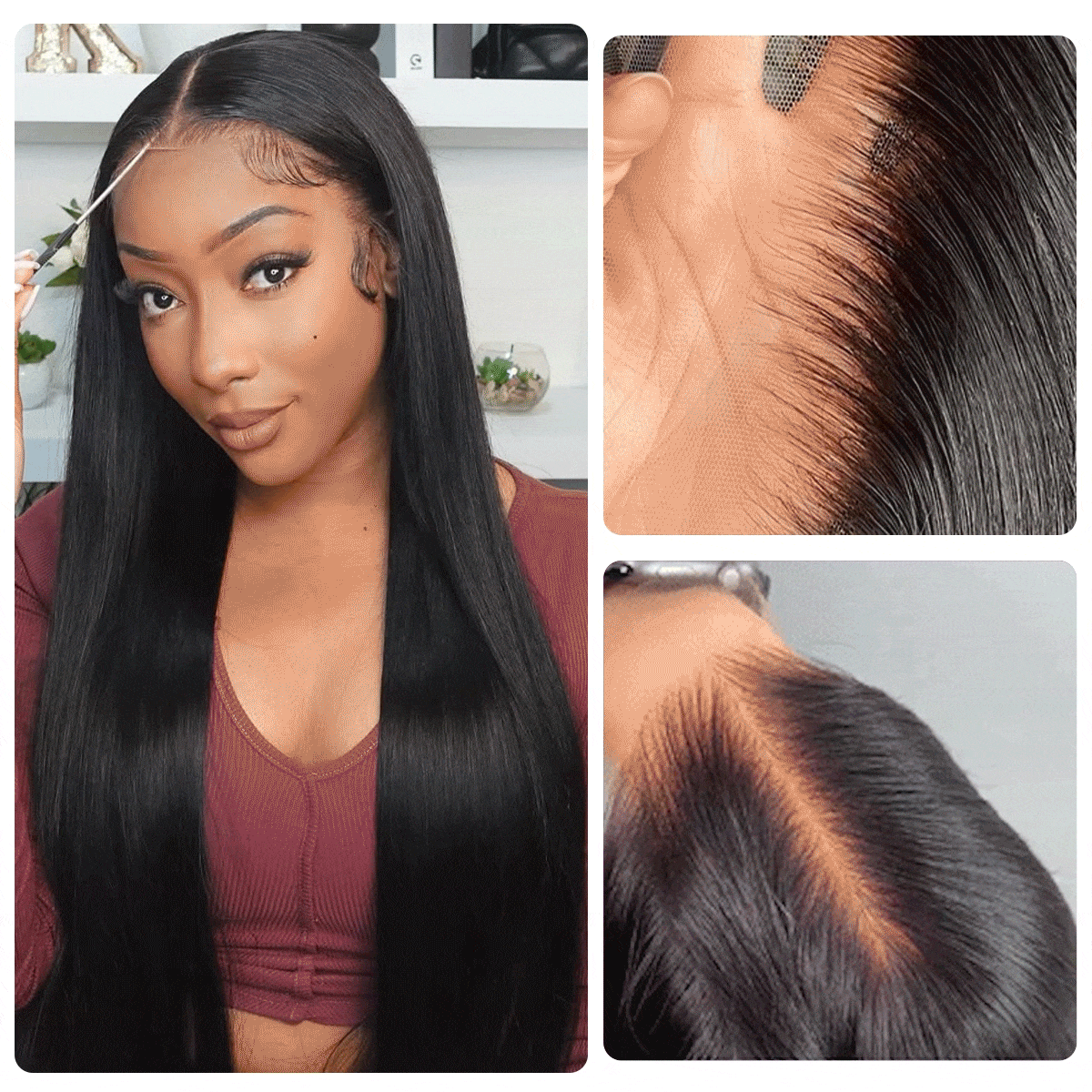 Pull Go 13×6 Straight Glueless Full Frontal Hd Lace Wig Pre-everything 250% Density