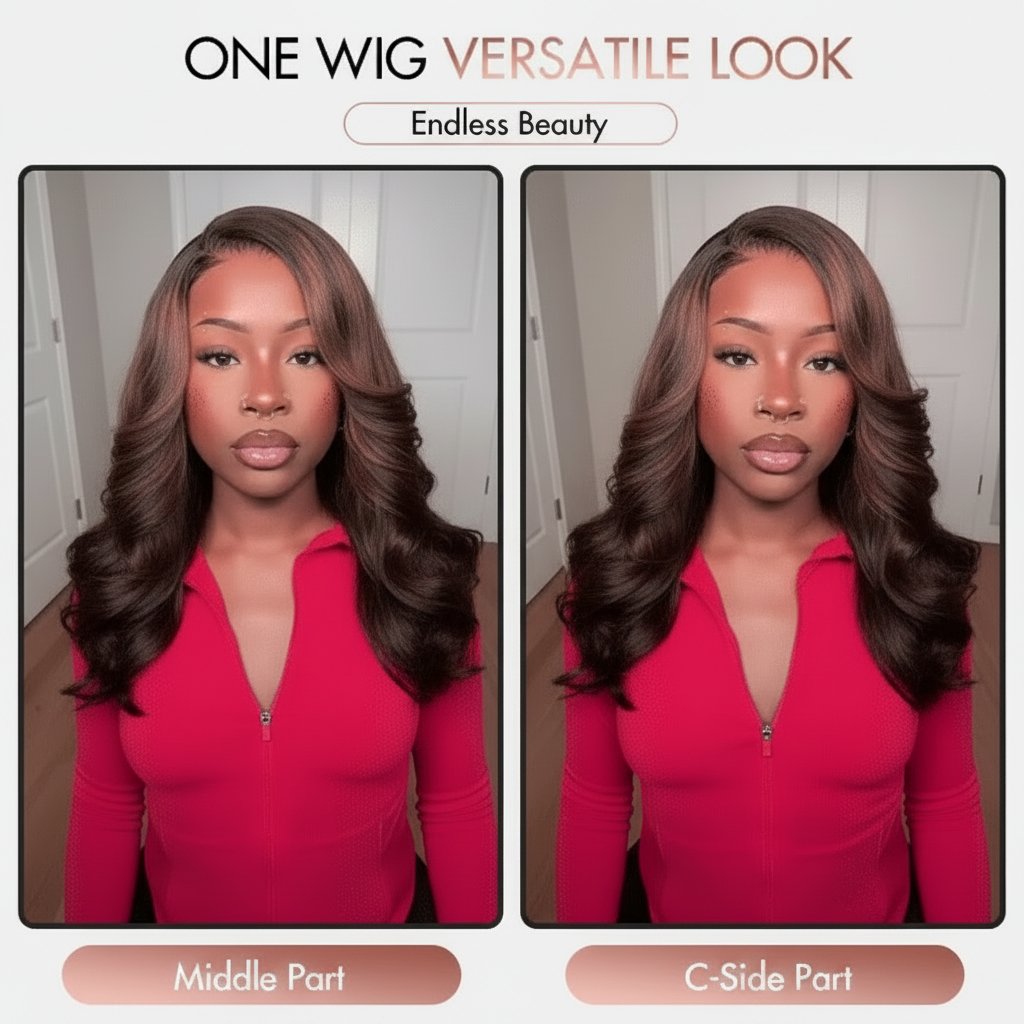 Ombre Brown Highlight Butterfly Layer Cuts Wig