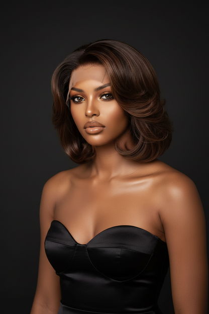 Ombre Brown Wig with Dark Roots Layer Cuts Short Bob Wig 6×5 Pre-everything Glueless Wig