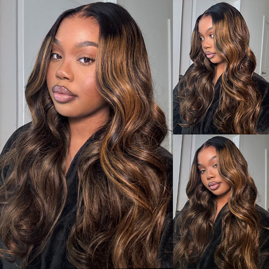 Balayage Highlight Body Wave Wig 6×5 13×4 Pre-cut Hd Lace Frontal Wig Colored Human Hair Glueless Lace Wig
