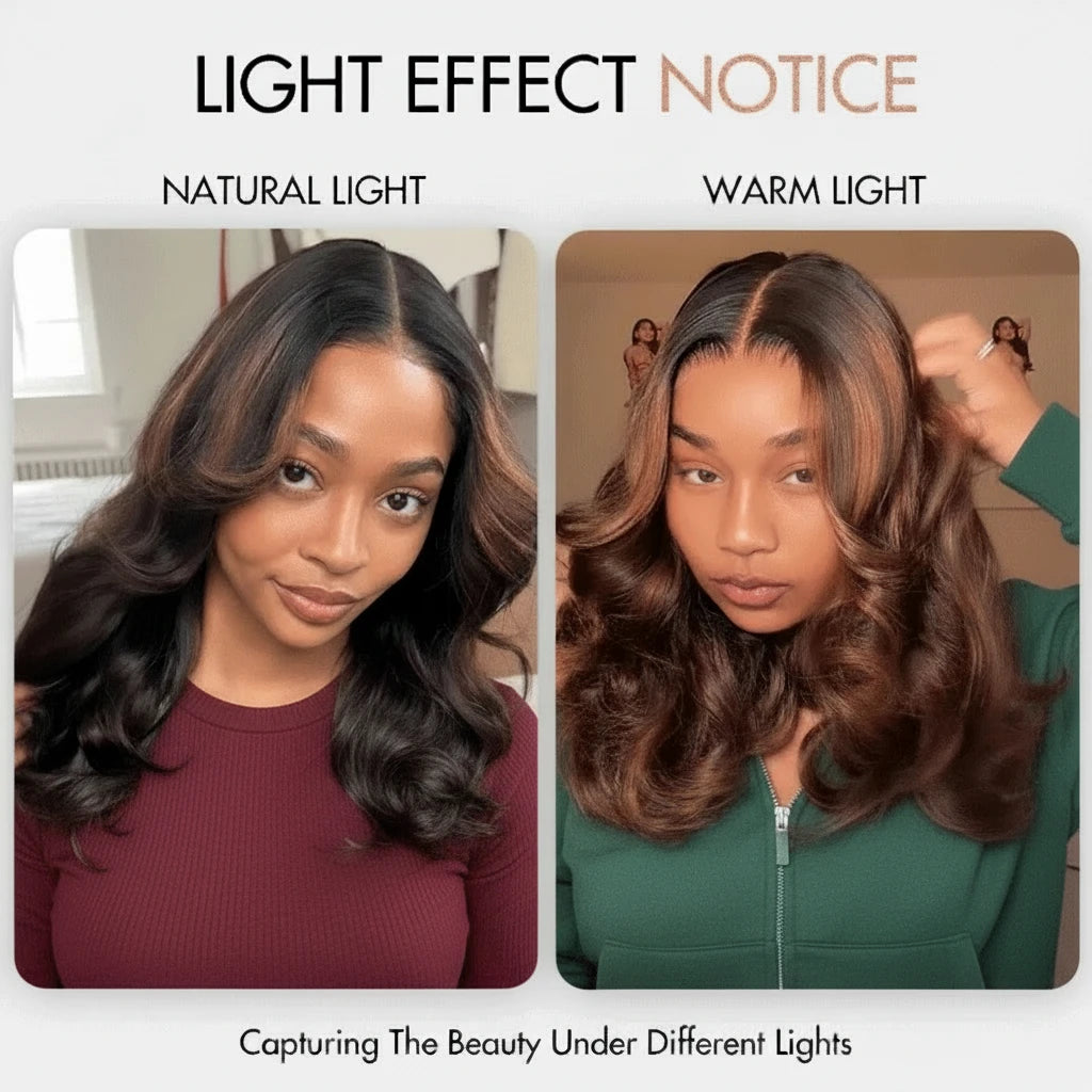 Ombre Brown Highlight Butterfly Layer Cuts Wig