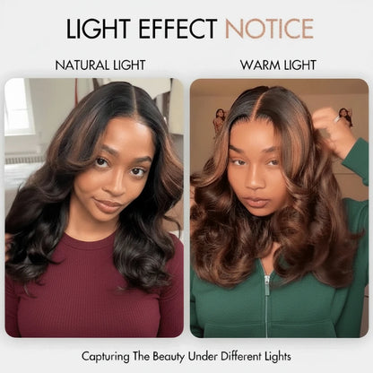 Ombre Brown Highlight Butterfly Layer Cuts Wig