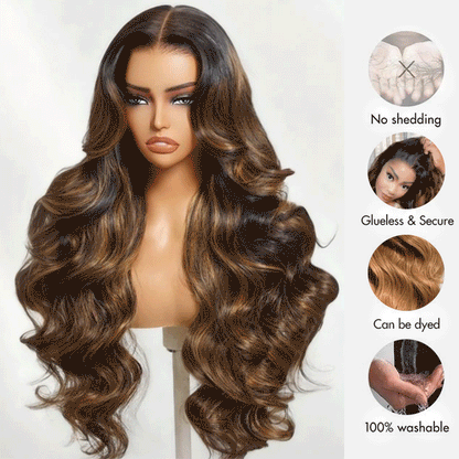 Balayage Highlight Body Wave Wig 6×5 13×4 Pre-cut Hd Lace Frontal Wig Colored Human Hair Glueless Lace Wig