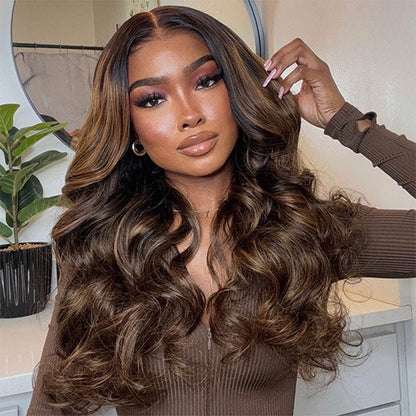 Balayage Highlight Body Wave Wig 6×5 13×4 Pre-cut Hd Lace Frontal Wig Colored Human Hair Glueless Lace Wig