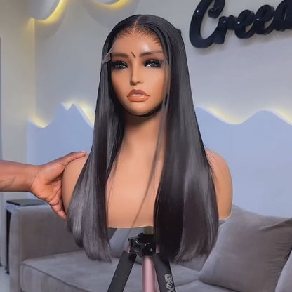 Super Double Drawn Straight Glueless Wig Shoulder Length 6×5 Pre-cut Lace Ready To Go Wig