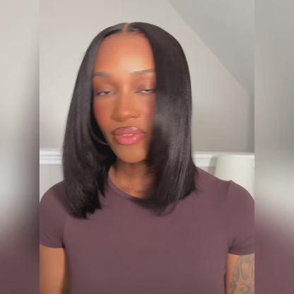 6×5 Pre-cut Hd Lace Yaki Straight Bob Wig 180% Density Wear Go Glueless Wig