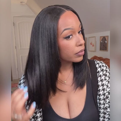 6×5 Pre-cut Hd Lace Yaki Straight Bob Wig 180% Density Wear Go Glueless Wig