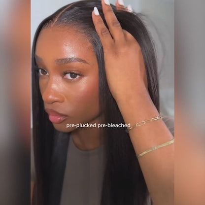Super Double Drawn Straight Glueless Wig Shoulder Length 6×5 Pre-cut Lace Ready To Go Wig