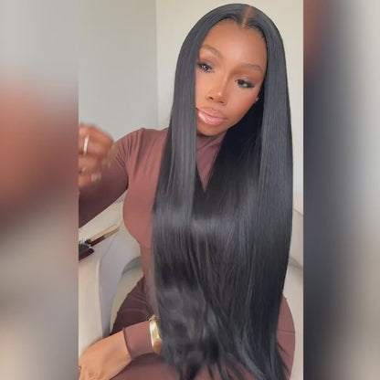 40inch 13×4 Long Straight HD Lace Frontal Wig Brazilian Straight Human Hair Wigs 200 Density