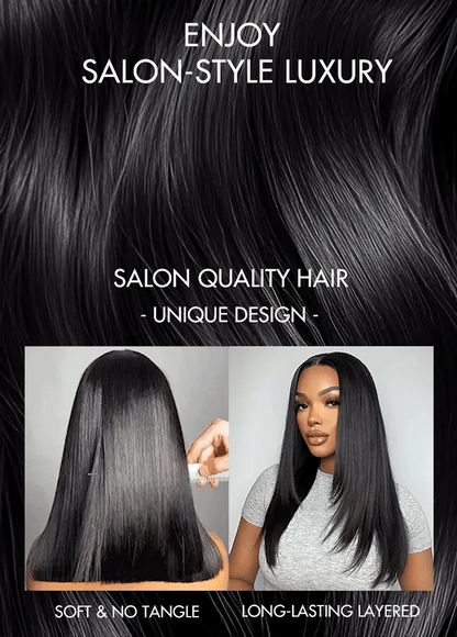 Super Double Drawn Straight Glueless Wig Shoulder Length 6×5 Pre-cut Lace Ready To Go Wig