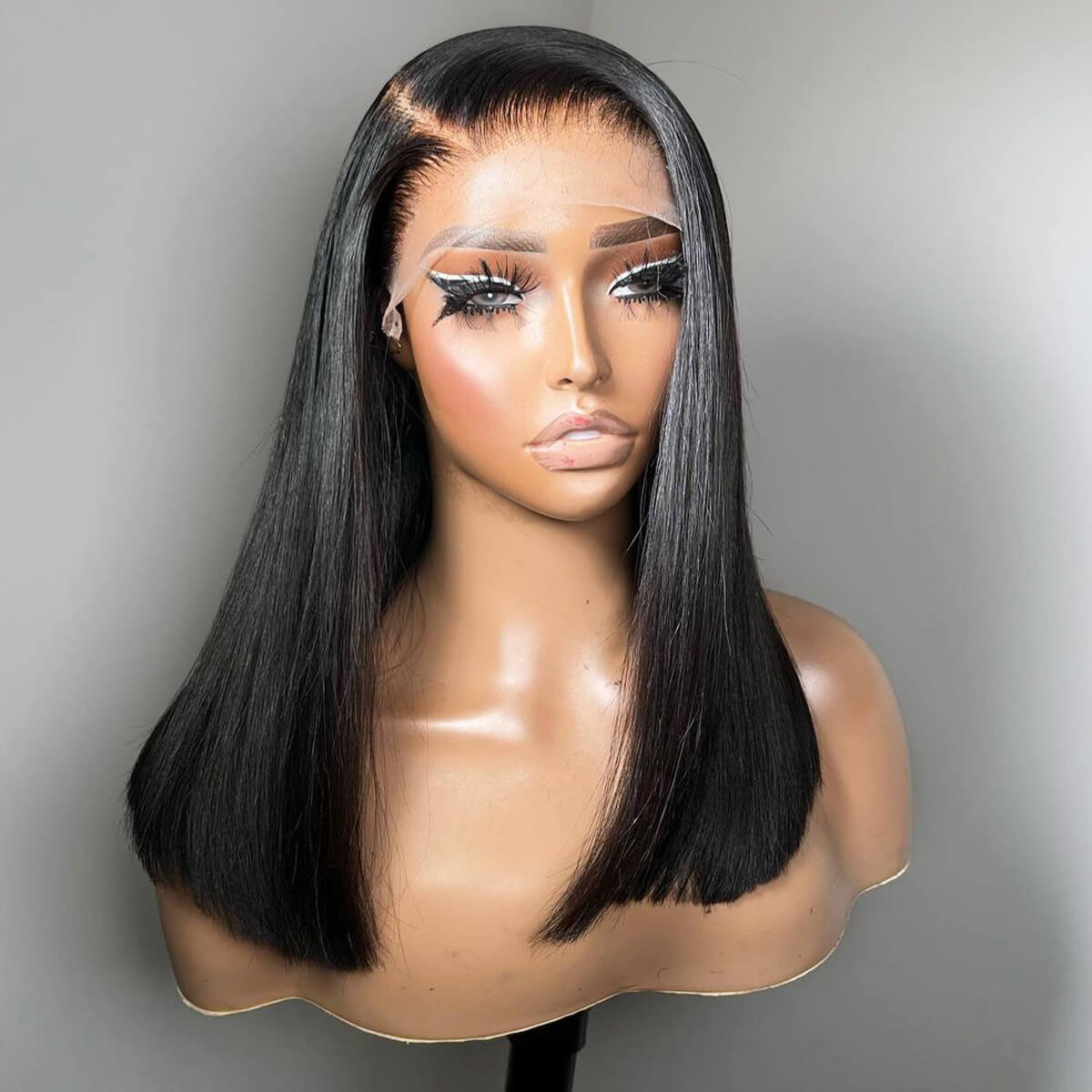 Super Double Drawn Straight Glueless Wig Shoulder Length 6×5 Pre-cut Lace Ready To Go Wig