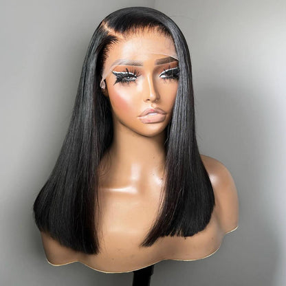 Super Double Drawn Straight Glueless Wig Shoulder Length 6×5 Pre-cut Lace Ready To Go Wig