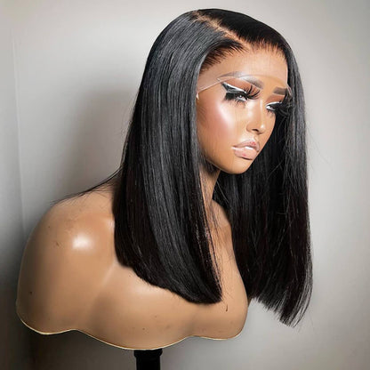 Super Double Drawn Straight Glueless Wig Shoulder Length 6×5 Pre-cut Lace Ready To Go Wig