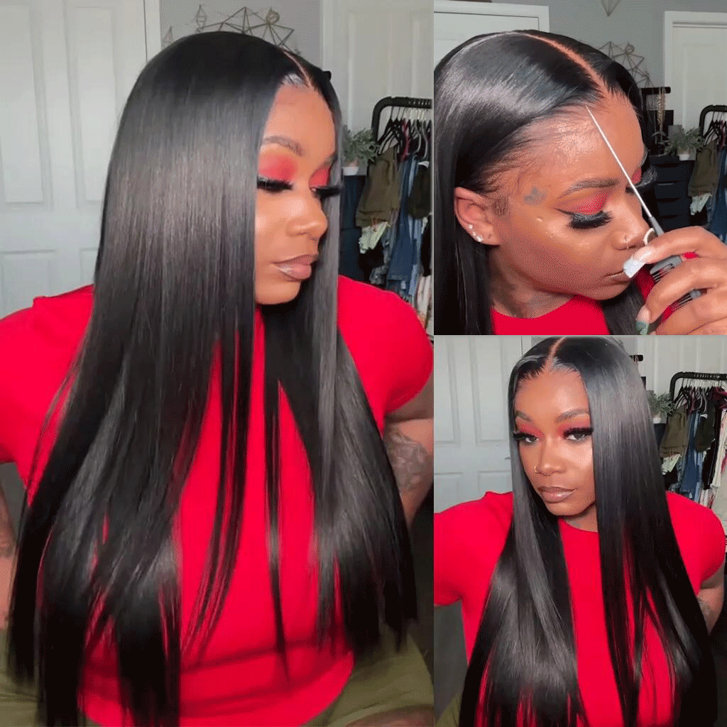 Pull Go 13×6 Straight Glueless Full Frontal Hd Lace Wig Pre-everything 250% Density