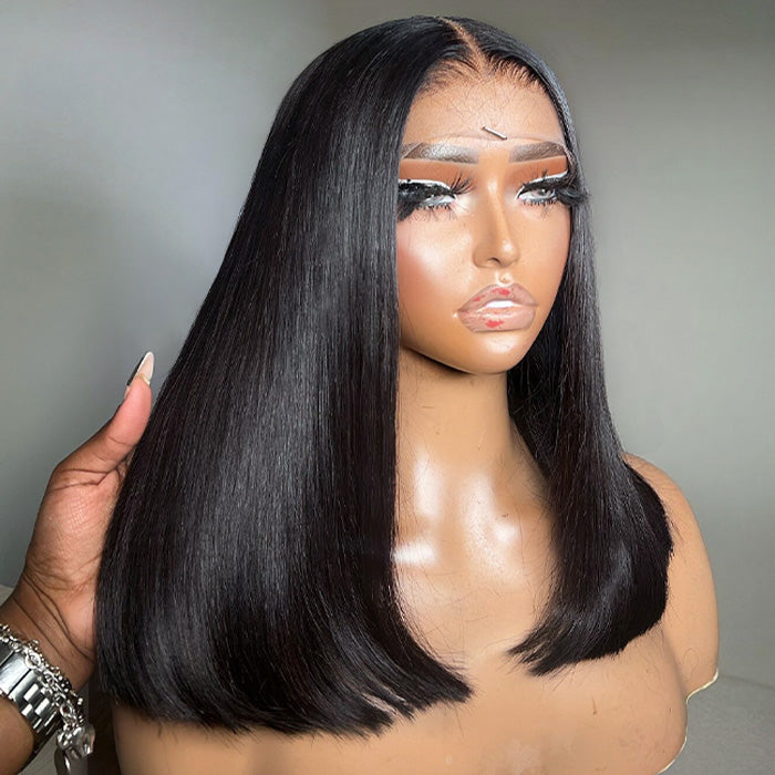 Super Double Drawn Straight Glueless Wig Shoulder Length 6×5 Pre-cut Lace Ready To Go Wig