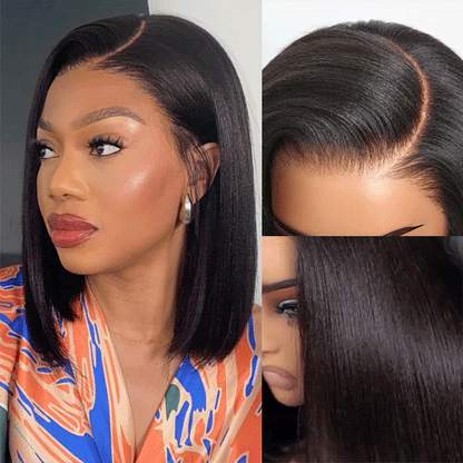 6×5 Pre-cut Hd Lace Yaki Straight Bob Wig 180% Density Wear Go Glueless Wig